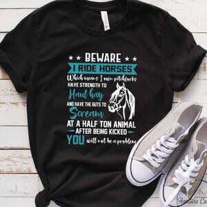 Horse Shirt, Beware I Ride Horses Men_s Equestrian Horseback Shirt